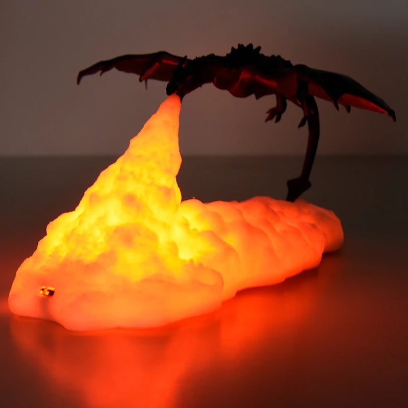 Luminária Abajur Dragão de Fogo 3D