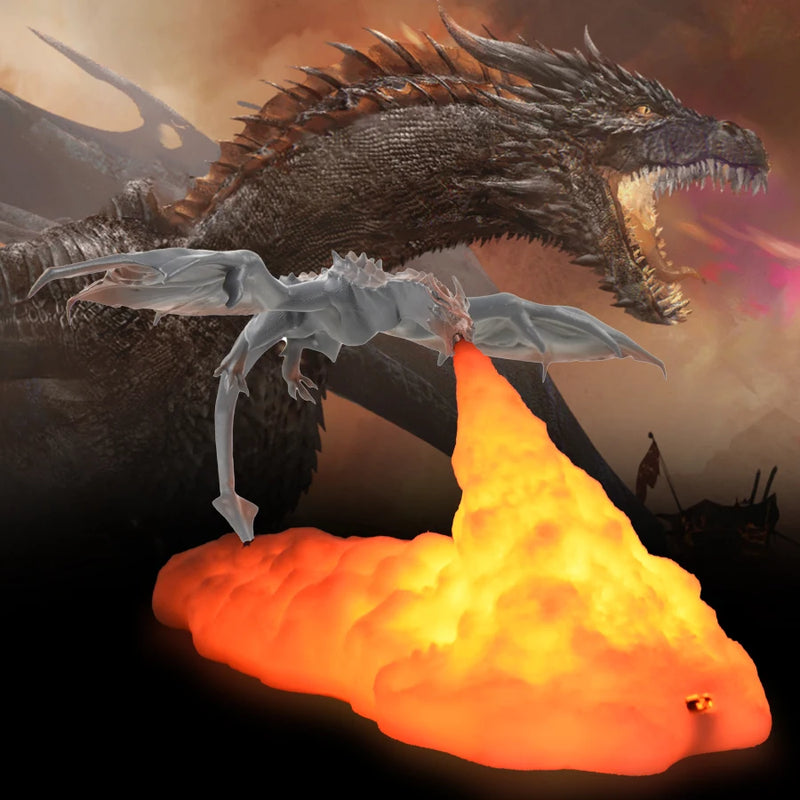 Luminária Abajur Dragão de Fogo 3D